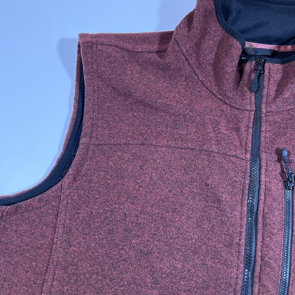 LL Bean Wool Blend Burgundy Full Zip Soft Shell Fleece Vest Men's XXL Tall - Picture 5 of 9